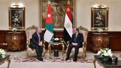 العاهل الأردني والرئيس المصري يؤكدان أهمية التوصل للتهدئة في غزة