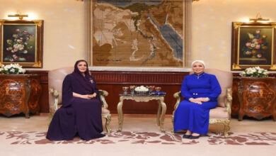 قرينة رئيس الجمهورية تستقبل سيدة عمان الأولى على أرض مصر